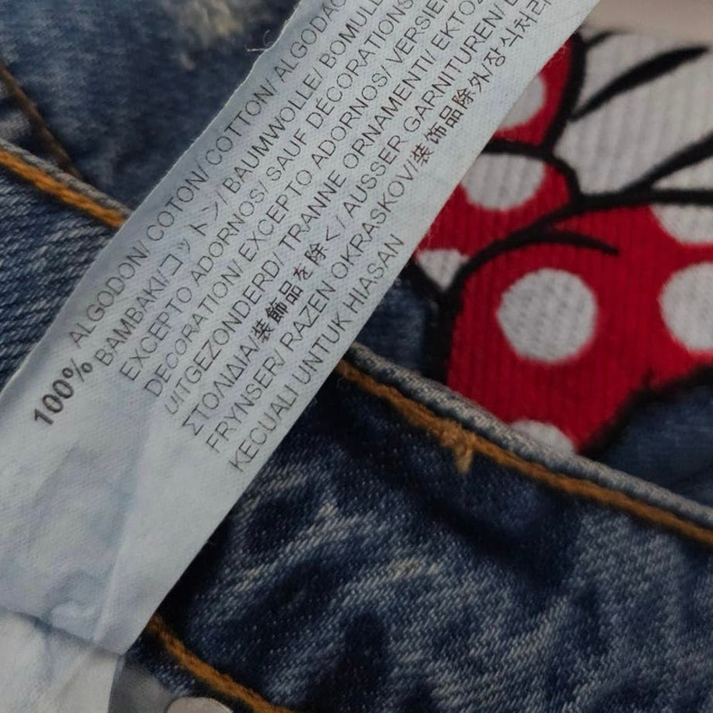 Zara Disney Minnie Mouse denim mini skirt buttons glove hands xs extra small - Picture 10 of 13